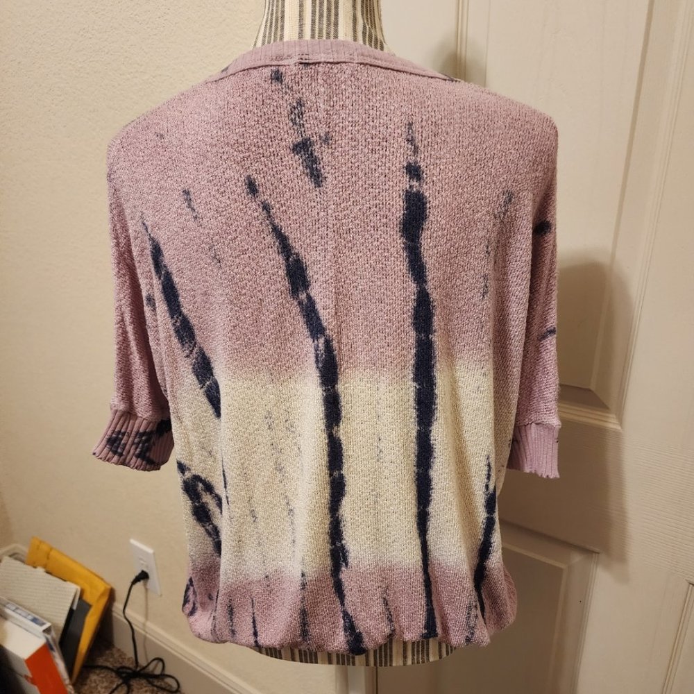 Mauve White & Navy Lightweight Knit Top NWOT